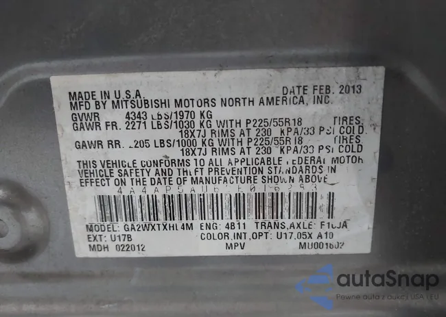 4A4AP5AU6DE016283: 43098987
