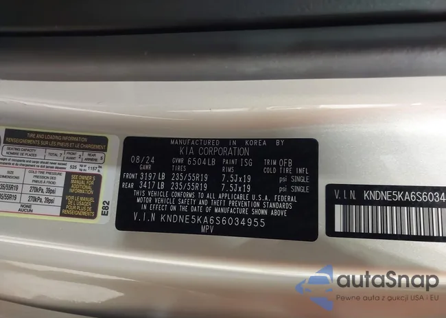 KNDNE5KA6S6034955: 43099069