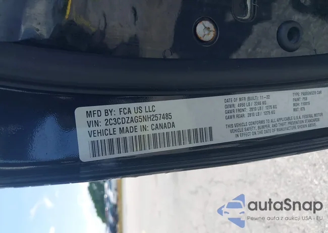 2C3CDZAG5NH257485: 43099088