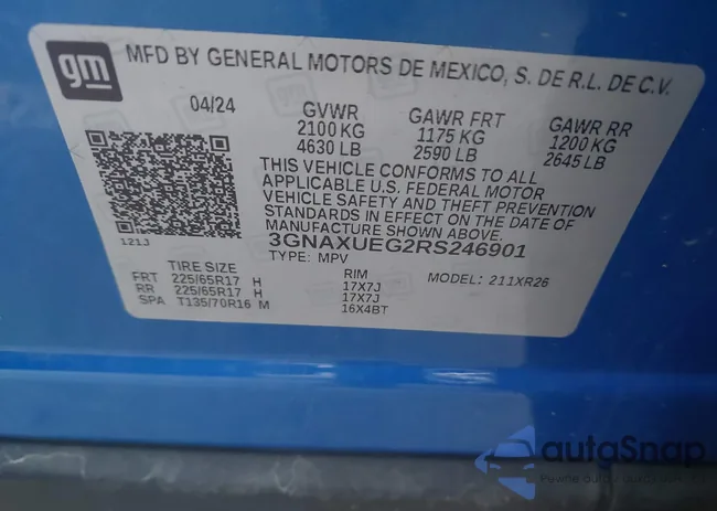 3GNAXUEG2RS246901: 43100131