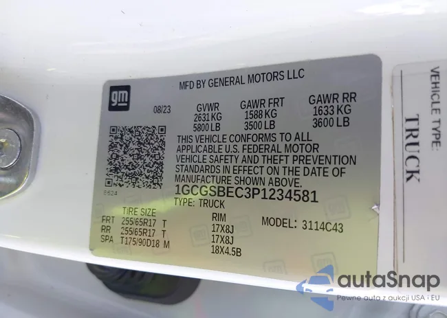 1GCGSBEC3P1234581: 43100260