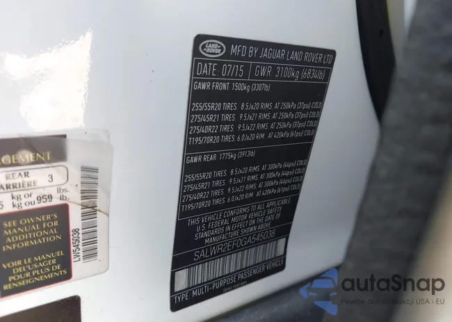 SALWR2EF0GA545038: 43100262