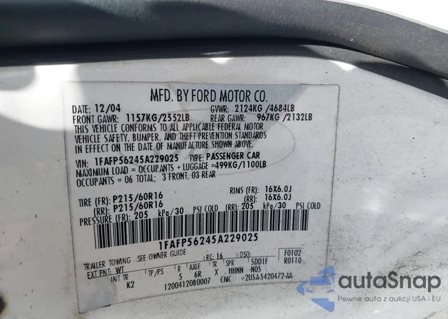 1FAFP56245A229025: 43100267