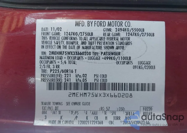 2MEHM75WX3X660208: 43100537