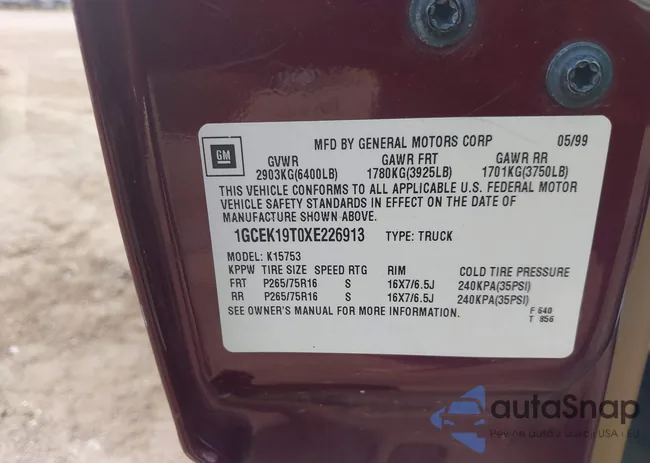 1GCEK19T0XE226913: 43100608