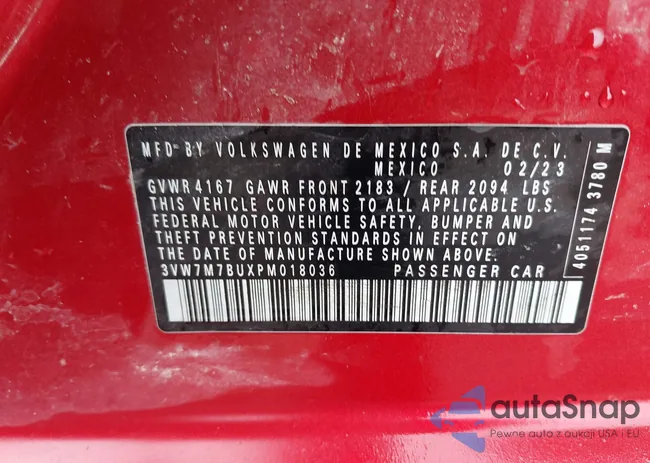 3VW7M7BUXPM018036: 43100616