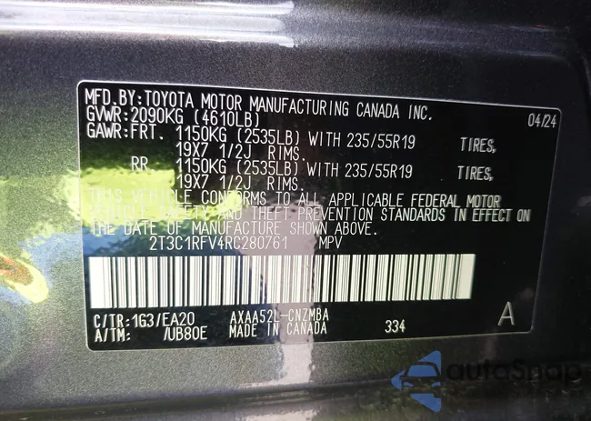 2T3C1RFV4RC280761: 43100679