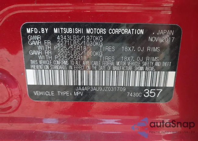 JA4AP3AU9JZ031709: 43099749