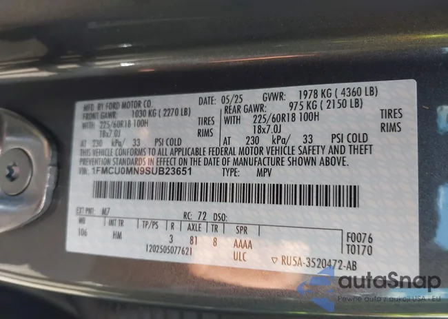 1FMCU0MN9SUB23651: 43099959