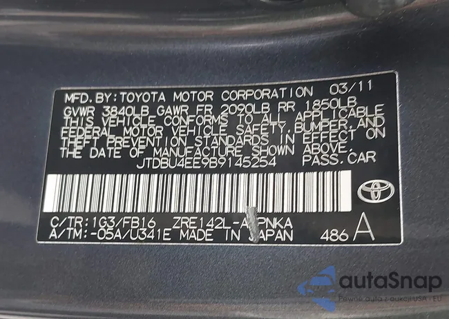 JTDBU4EE9B9145254: 43100096