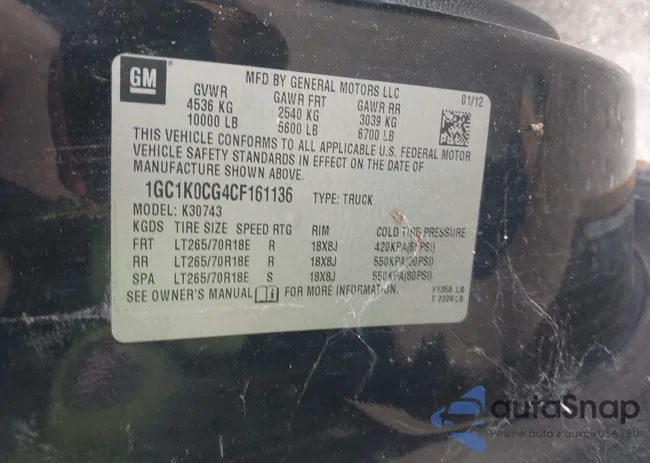 1GC1K0CG4CF161136: 43101255