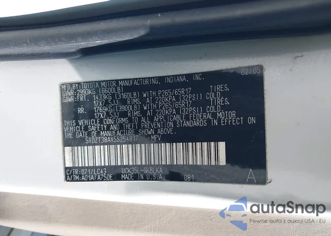 5TDZT38AX5S254817: 43101270