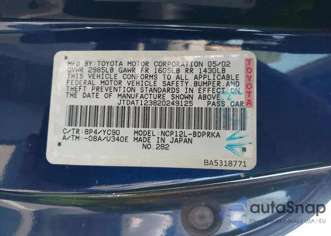 JTDAT123820249125: 43101291