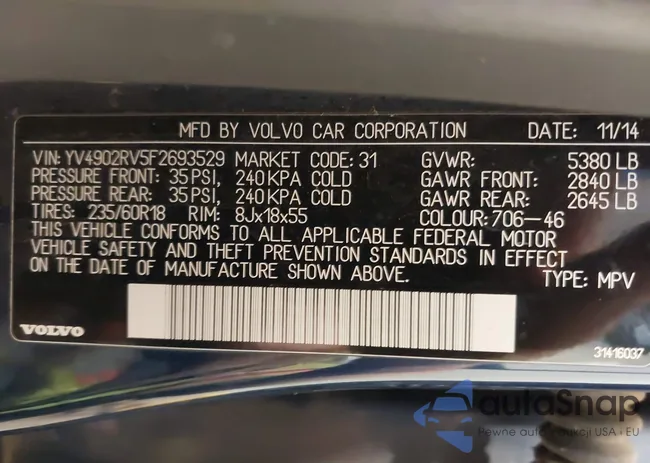 YV4902RV5F2693529: 43101344