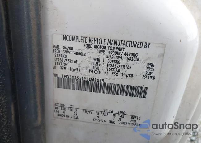 1FDSX35S1YED41059: 43101402