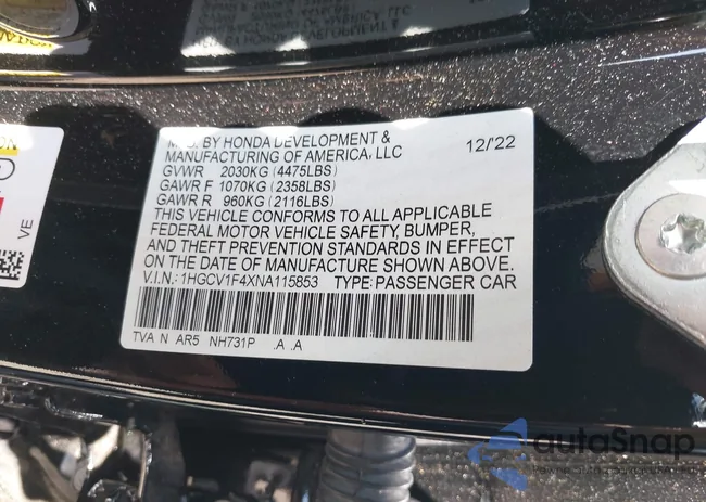 1HGCV1F4XNA115853: 43101434