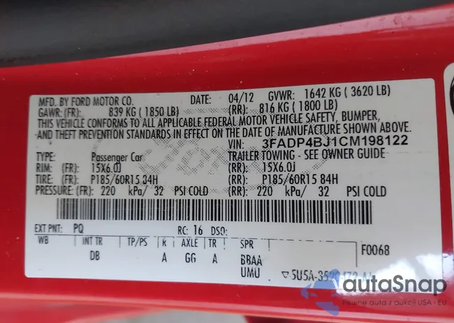 3FADP4BJ1CM198122: 43101575