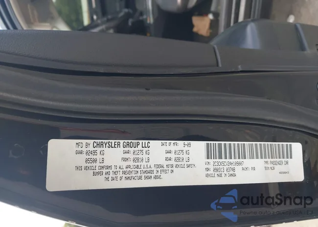 2C3CK5CV2AH109007: 43101693