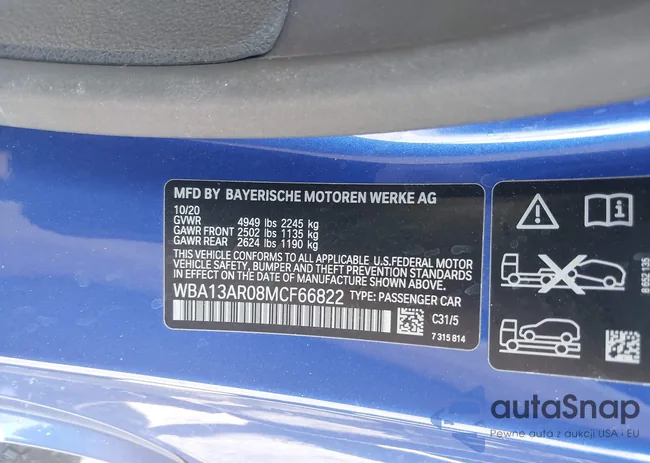 WBA13AR08MCF66822: 43100818