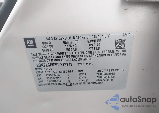 2GNFLCEK8C6273171: 43100833