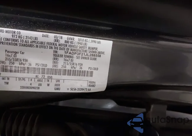 1FADP3F21JL288558: 43100958