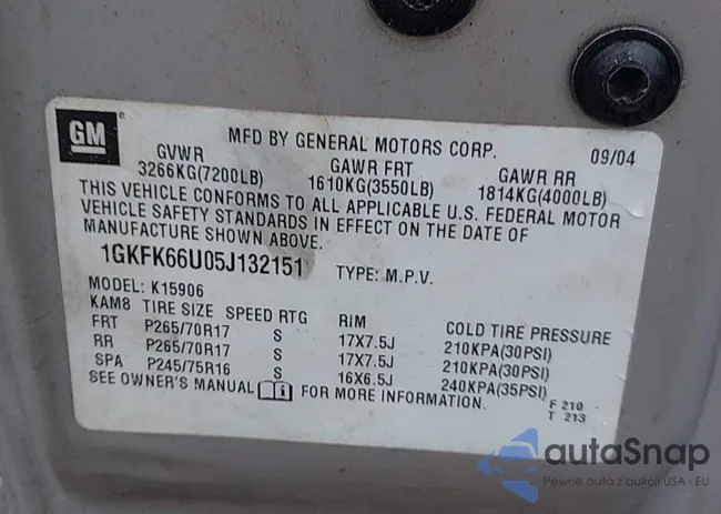 1GKFK66U05J132151: 43102238