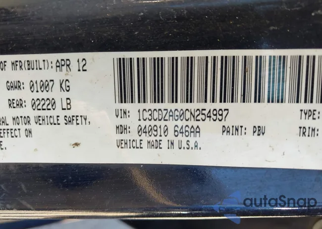 1C3CDZAG0CN254997: 43102269
