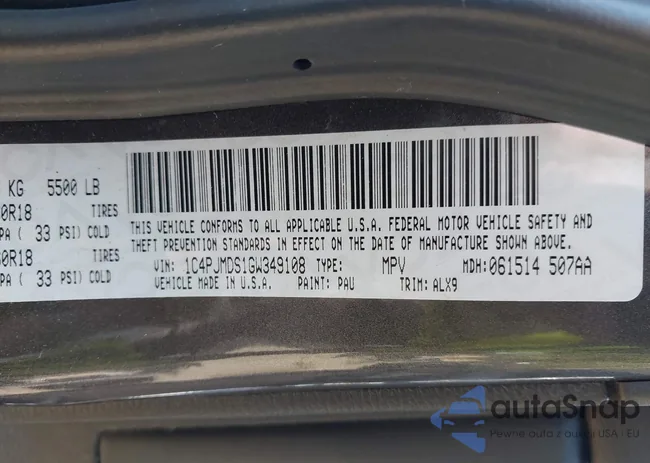 1C4PJMDS1GW349108: 43102374