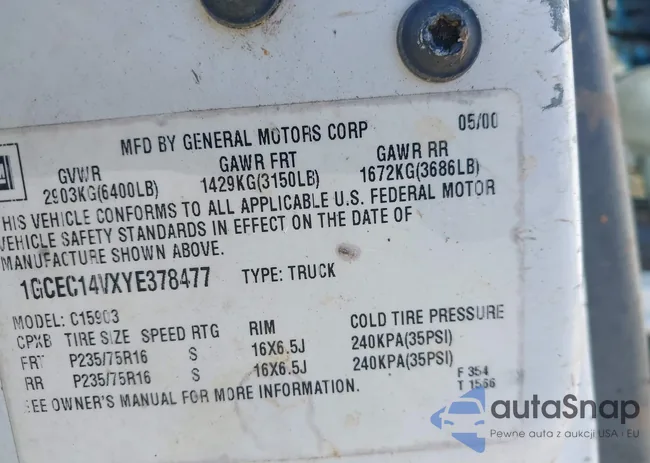 1GCEC14VXYE378477: 43102377