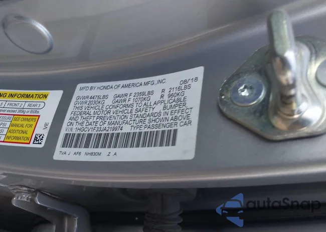 1HGCV1F33JA219974: 43102411