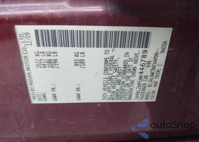 1N4BL2AP5AN446789: 43102420