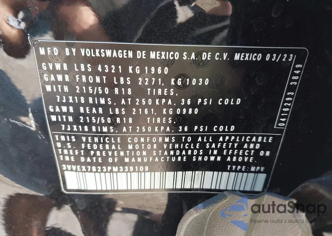 3VVEX7B23PM339109: 43102478