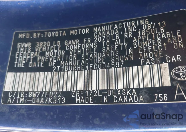 2T1BURHE4EC004597: 43102611