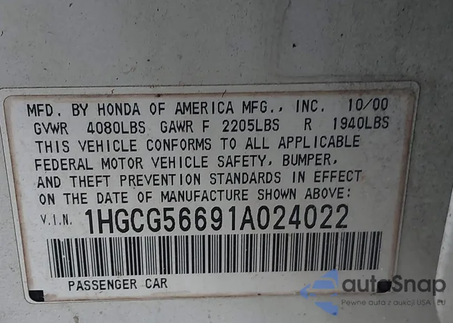 1HGCG56691A024022: 43102617