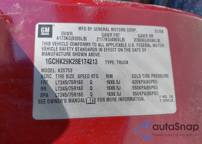 1GCHK29K28E174213: 43102700