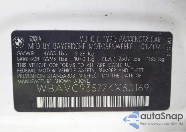 WBAVC93577KX60169: 43103137