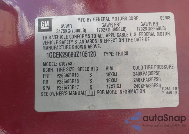 1GCEK29089Z105120: 43103265