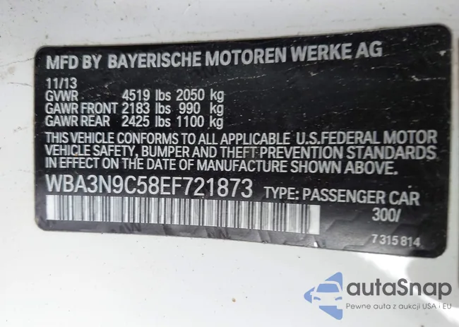 WBA3N9C58EF721873: 43103344