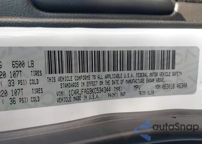 1C4RJFAG9KC534344: 43103350