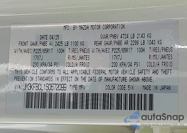 JM3KFBCL1S0672099: 43103379