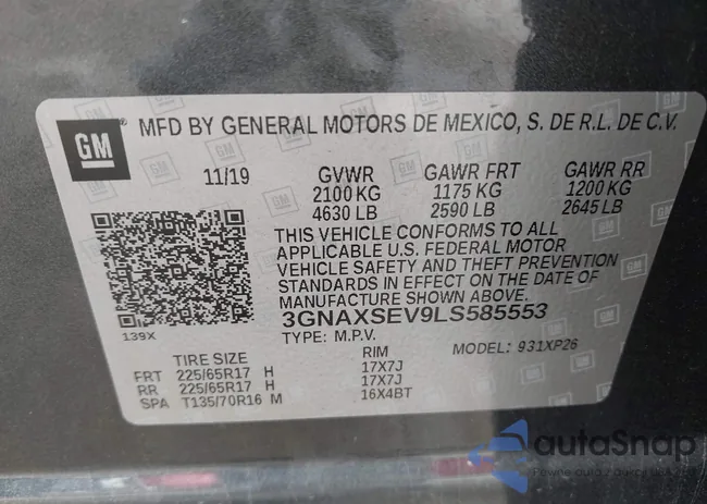 3GNAXSEV9LS585553: 43103460