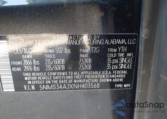 5NMS34AJXNH403568: 43103605