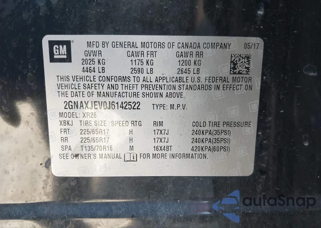 2GNAXJEV0J6142522: 43103620