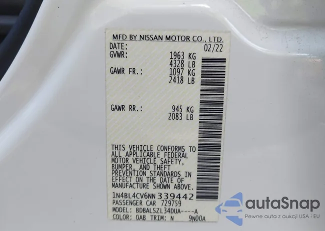 1N4BL4CV6NN339442: 43102726