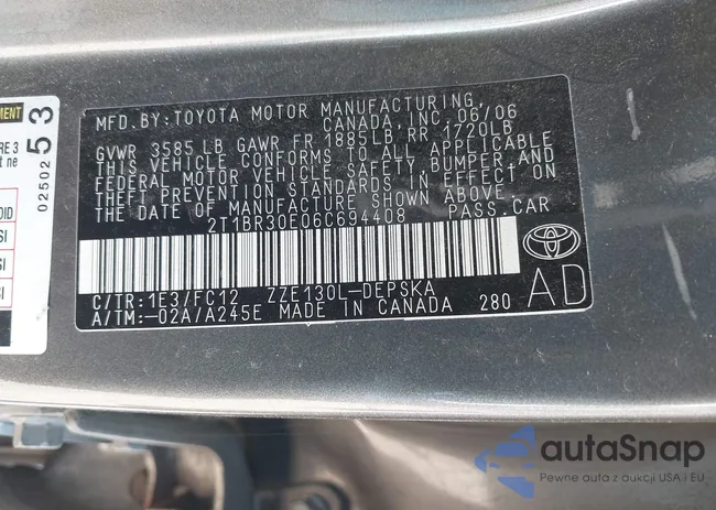 2T1BR30E06C694408: 43102772