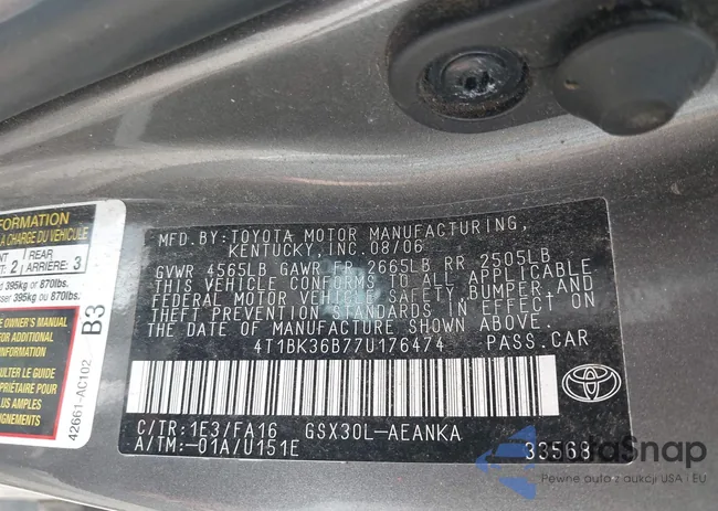 4T1BK36B77U176474: 43102791