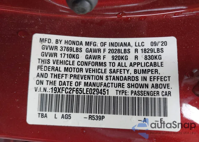 19XFC2F65LE029451: 43102931