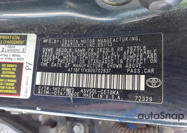 4T1BF1FK6DU702937: 43102968