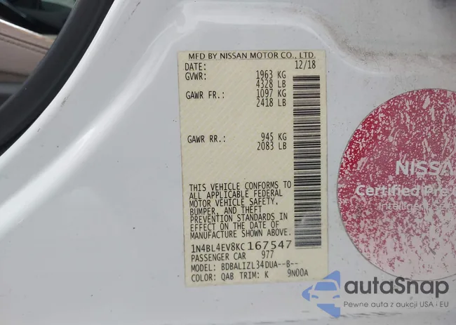 1N4BL4EV8KC167547: 43102971