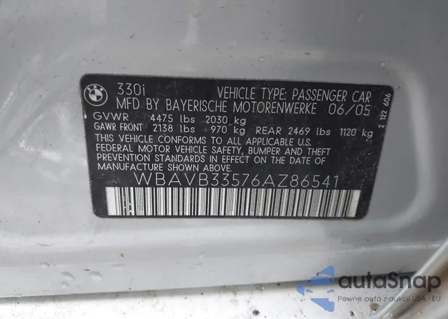 WBAVB33576AZ86541: 43102995